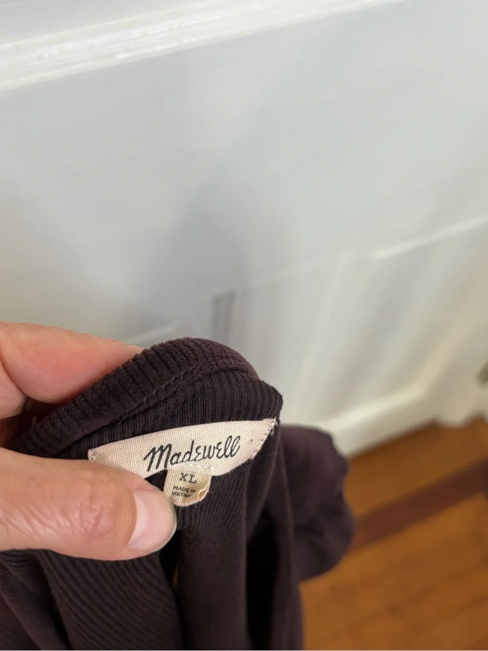 Madewell Tie Front Faux Wrap Corduroy Blouse in Spiced Raisin